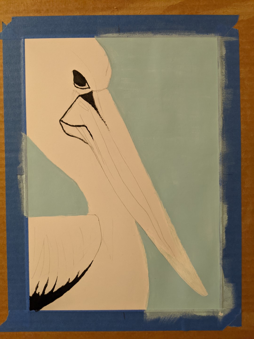 Pelican work in progress - Sandra Burns ART